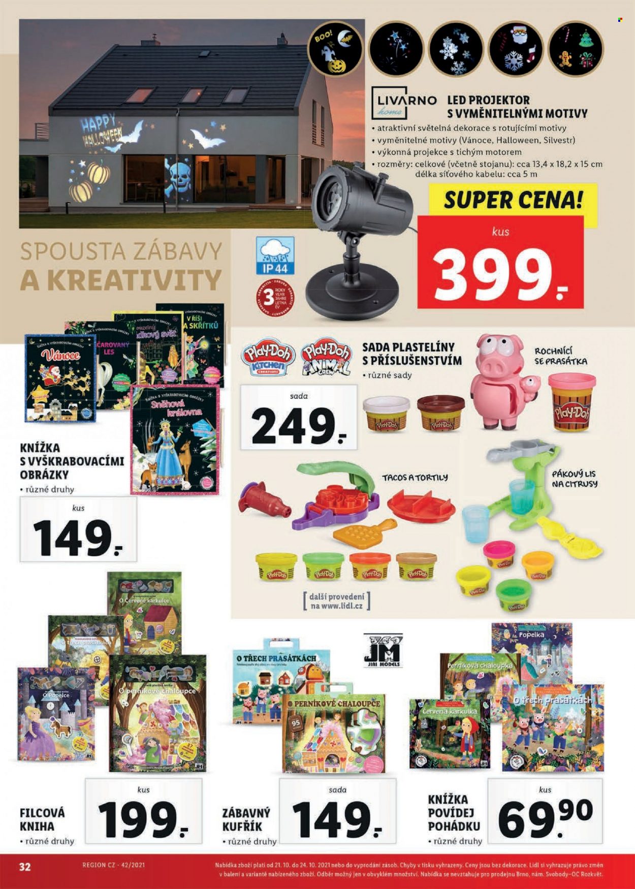 thumbnail - Leták Lidl - 18.10.2021 - 24.10.2021 - Produkty v akci - Ava, kniha, dětská knížka, projektor, Play-Doh. Strana 32.