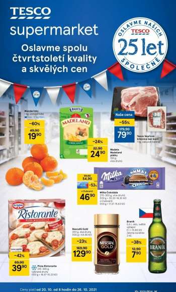 Leták TESCO supermarket - 20.10.2021 - 26.10.2021.