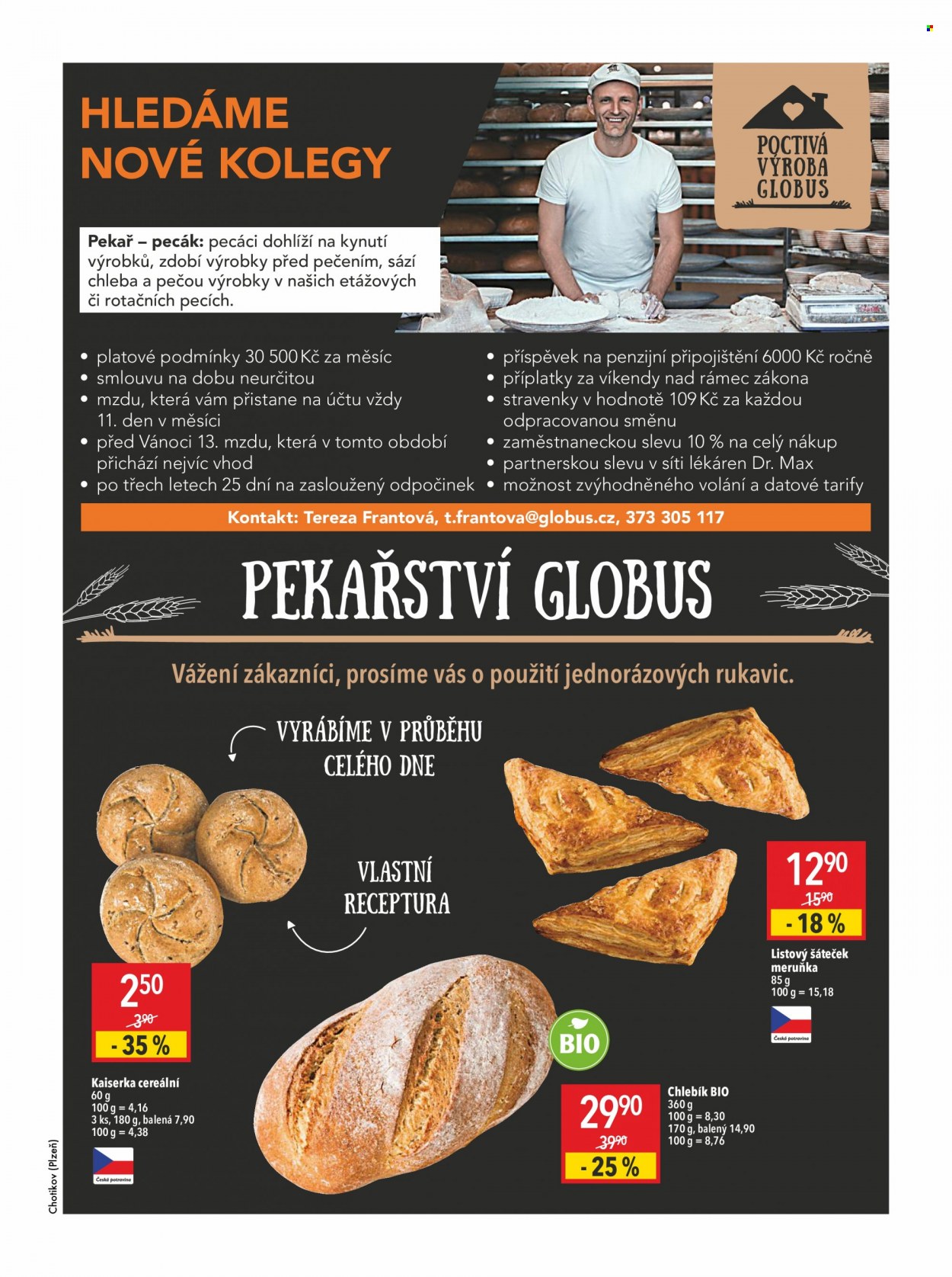 thumbnail - Leták Globus - 21.10.2021 - 27.10.2021 - Produkty v akci - šáteček, sladké pečivo, kaiserka, slané pečivo, chléb, pečivo. Strana 5.