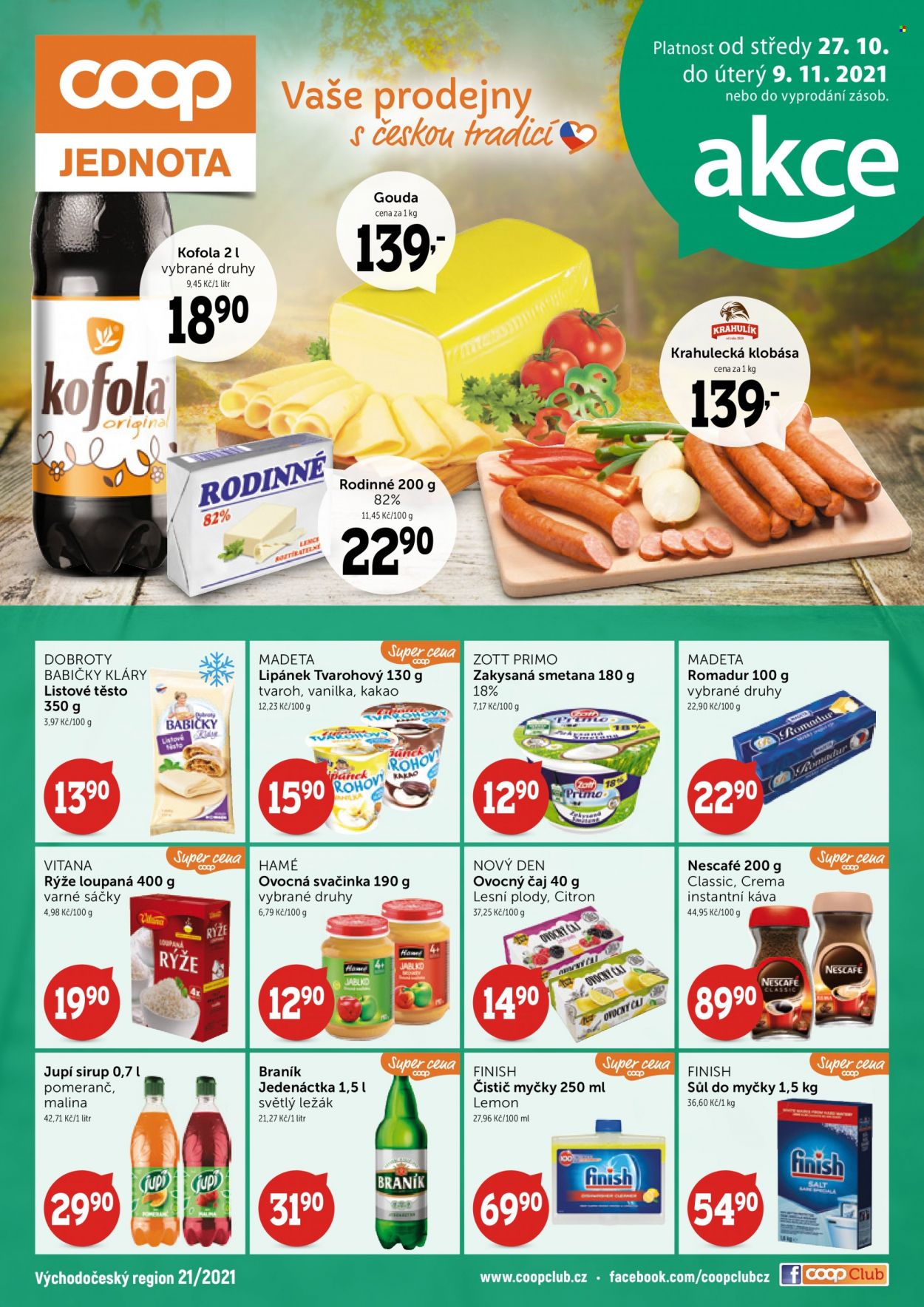 Leták coop JEDNOTA - 27.10.2021 - 9.11.2021. Strana 1