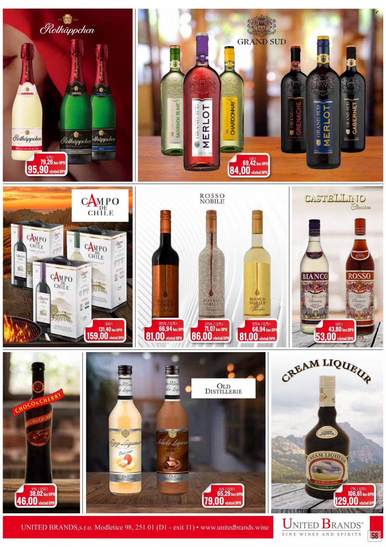 thumbnail - Leták Ratio - 1.11.2021 - 30.11.2021 - Produkty v akci - alkohol, bílé víno, červené víno, Chardonnay, Merlot, víno, Sauvignon Blanc, Grand Sud, Castellino. Strana 59.
