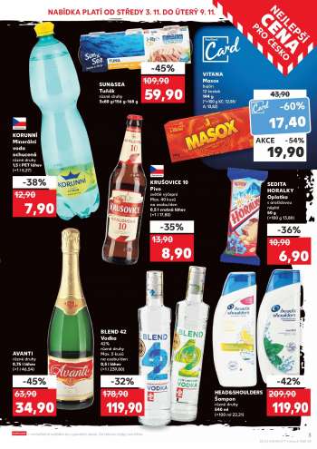 thumbnail - KRUŠOVICE 10 Pivo světlé výčepní Max. 40 kusů na osobu/den 0,5 l vratná láhev (=1 l 17,80)