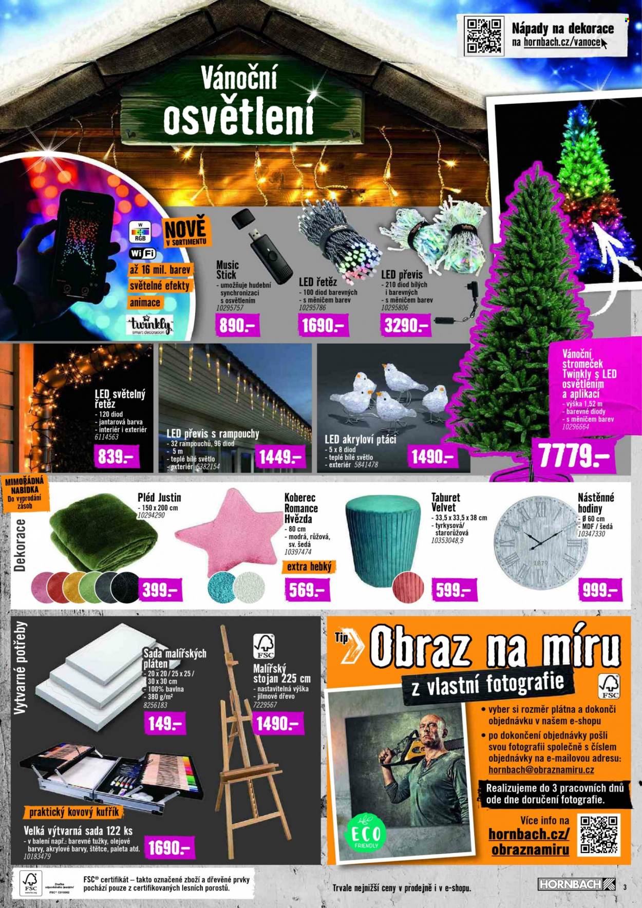 thumbnail - Leták HORNBACH - 3.11.2021 - 30.11.2021 - Produkty v akci - pléd, dekorace, štětec, led světelný řetěz, vánoční osvětlení, koberec, hodiny. Strana 3.