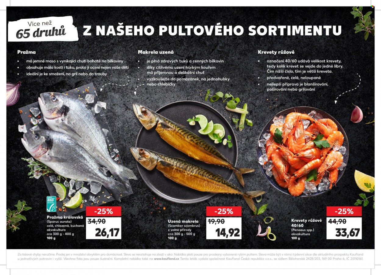 thumbnail - Leták Kaufland - 3.11.2021 - 9.11.2021 - Produkty v akci - makrela, krevety, pražma, chlebíčky, uzená makrela. Strana 1.