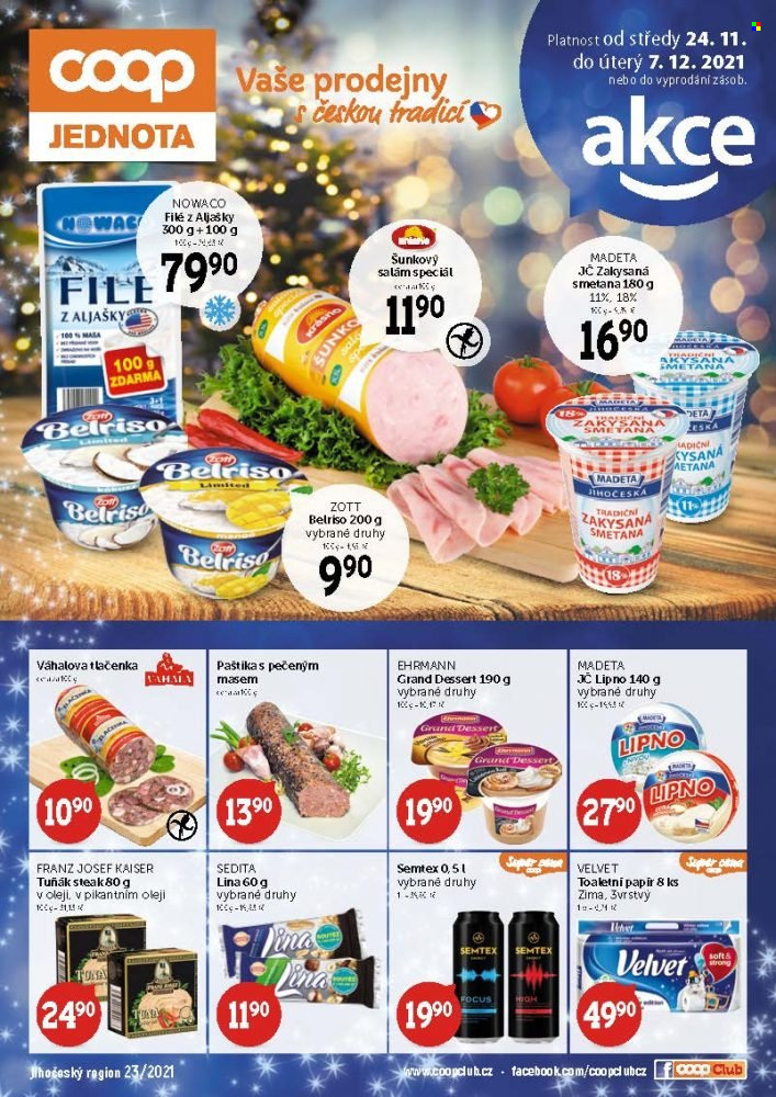 Leták coop JEDNOTA - 24.11.2021 - 7.12.2021. Strana 1