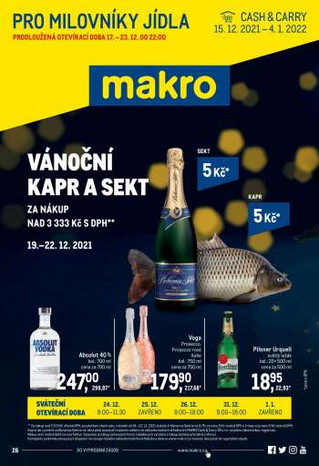 thumbnail - VÁNOČNÍ KAPR A SEKT ZA NÁKUP NAD 3 333 Kč S DPH** 19.–22. 12. 2021