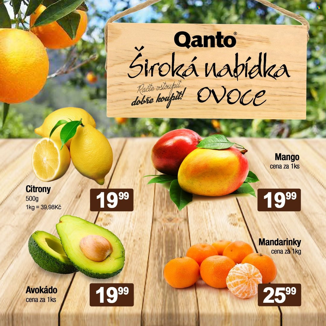 thumbnail - Leták Qanto market - 17.12.2021 - 19.12.2021 - Produkty v akci - citróny, mandarinky, mango, avokádo. Strana 1.