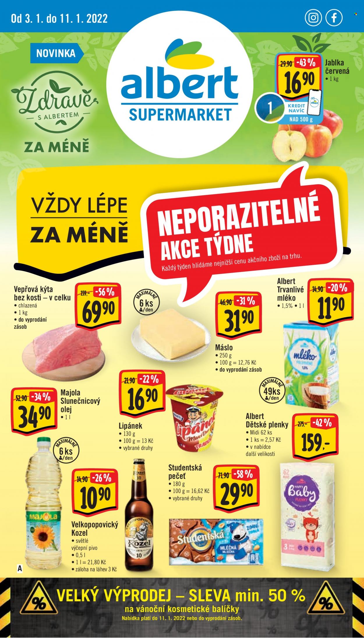 Leták Albert Supermarket - 3.1.2022 - 11.1.2022. Strana 1