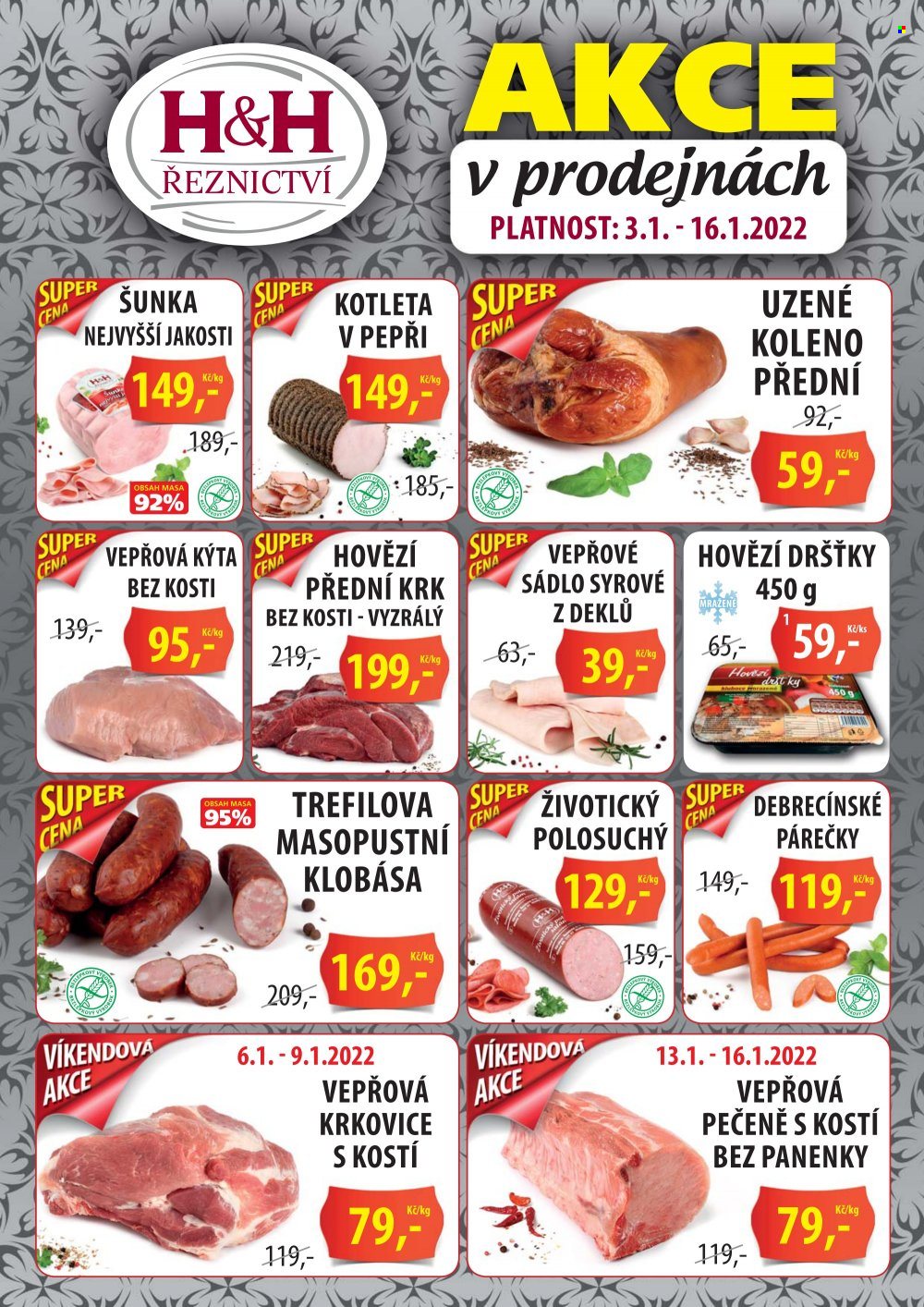 Leták Řeznictví H&H - 3.1.2022 - 16.1.2022. Strana 1