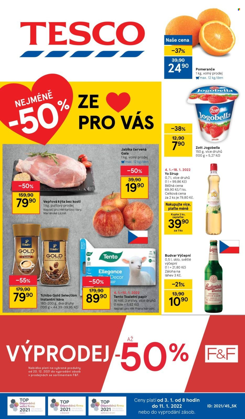 Leták TESCO - 3.1.2022 - 11.1.2022. Strana 1
