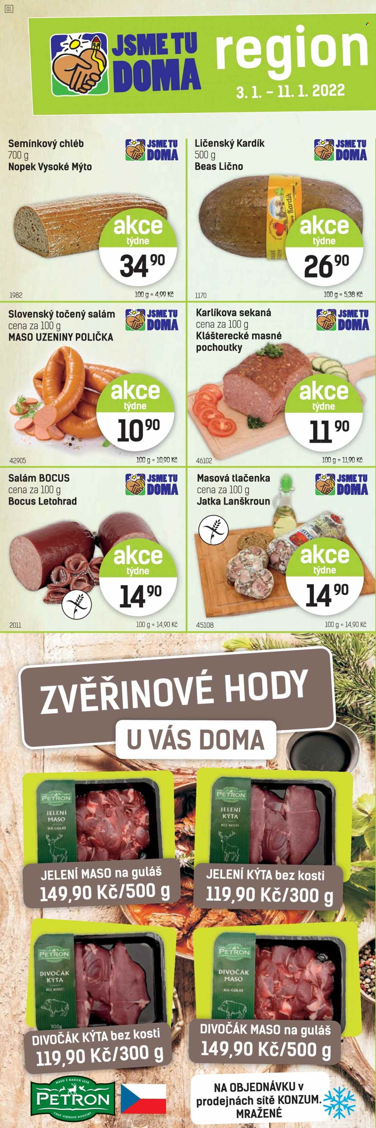 Leták Konzum - 3.1.2022 - 11.1.2022. Strana 2