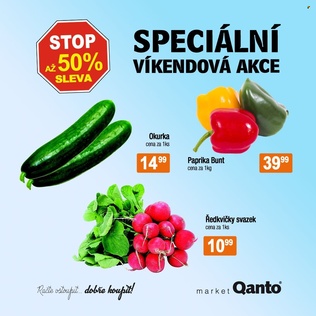 thumbnail - Leták Qanto market - 7.1.2022 - 9.1.2022 - Produkty v akci - ředkvičky, salátová okurka, paprika. Strana 1.
