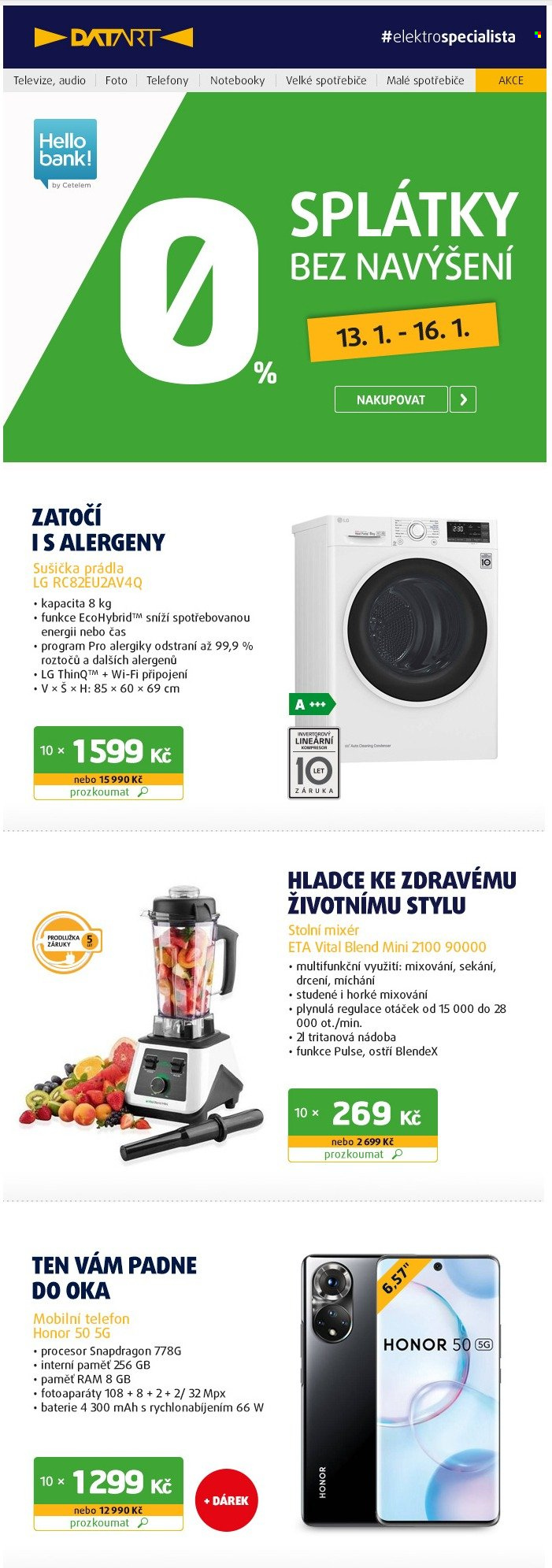 Leták DATART - 14.1.2022 - 16.1.2022. Strana 1