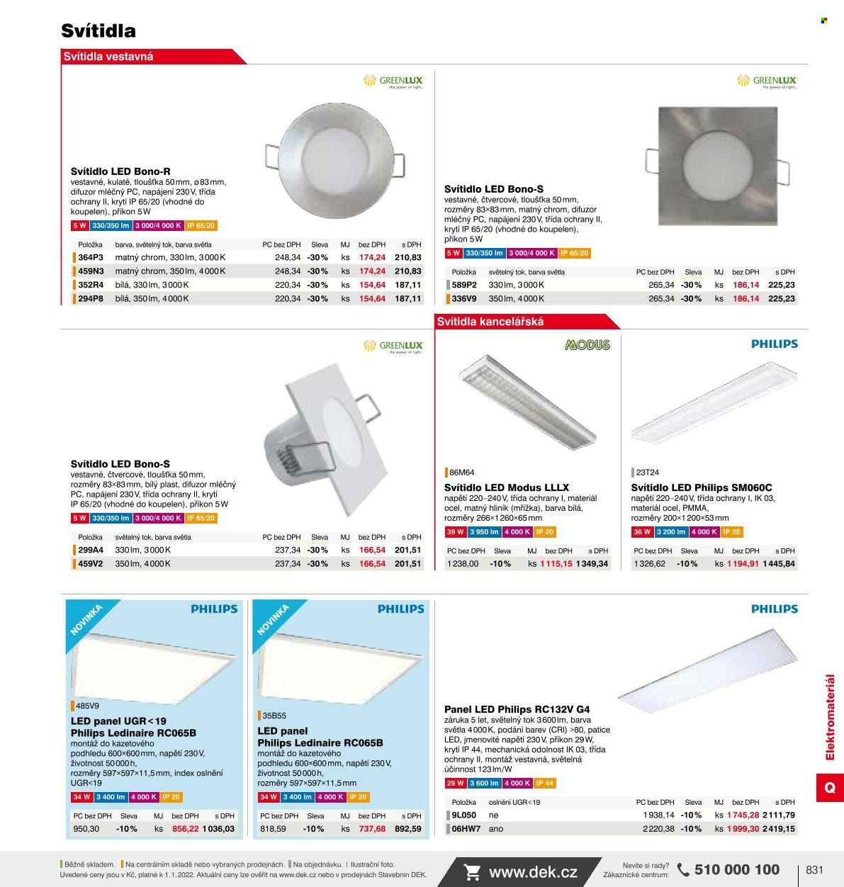 thumbnail - Leták DEK - Produkty v akci - Philips, led panel, svítidlo, led osvětlení. Strana 825.