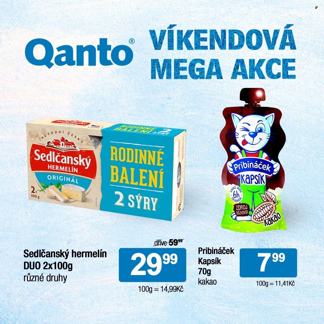thumbnail - Leták Qanto market - 14.1.2022 - 16.1.2022 - Produkty v akci - hermelín, sýr, Pribináček, Kapsík, tvarohová kapsička. Strana 2.