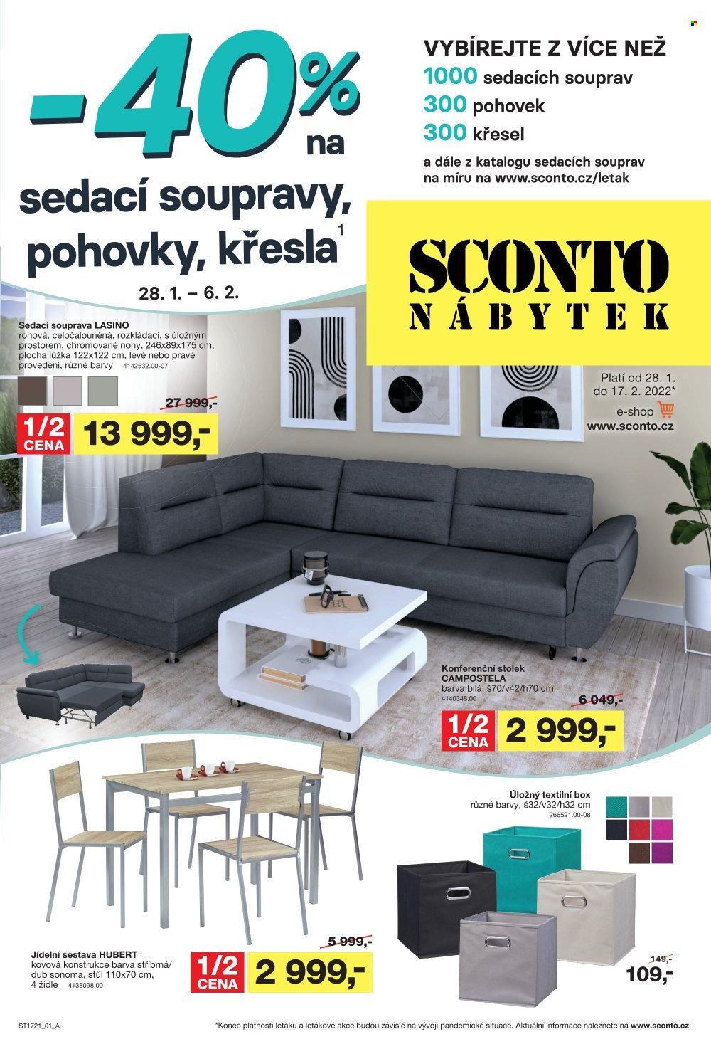 Leták SCONTO NÁBYTEK - 28.1.2022 - 17.2.2022. Strana 1