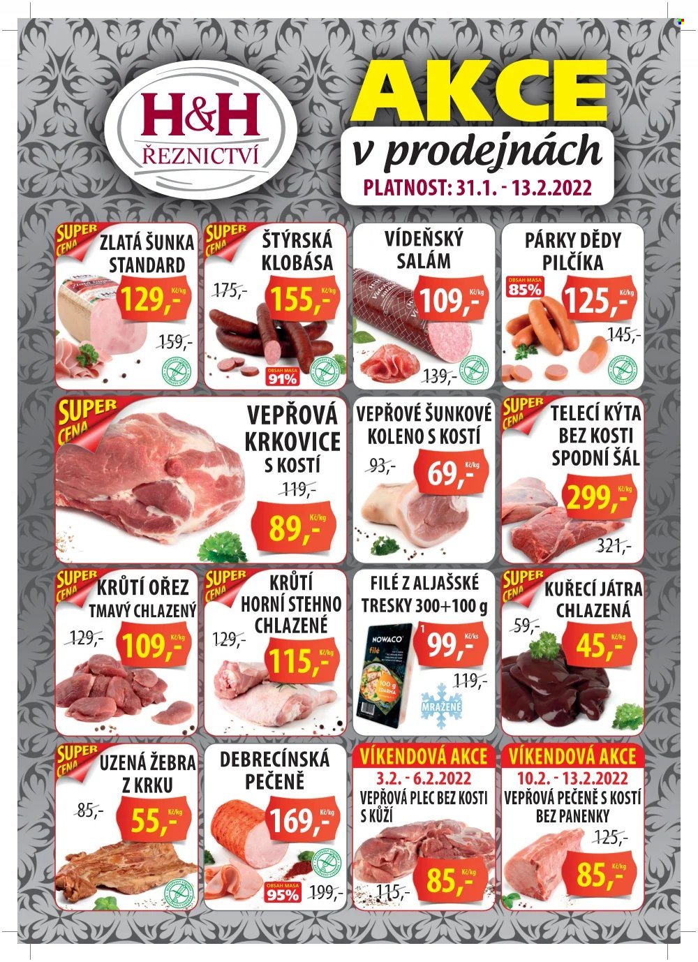 Leták Řeznictví H&H - 31.1.2022 - 13.2.2022. Strana 1