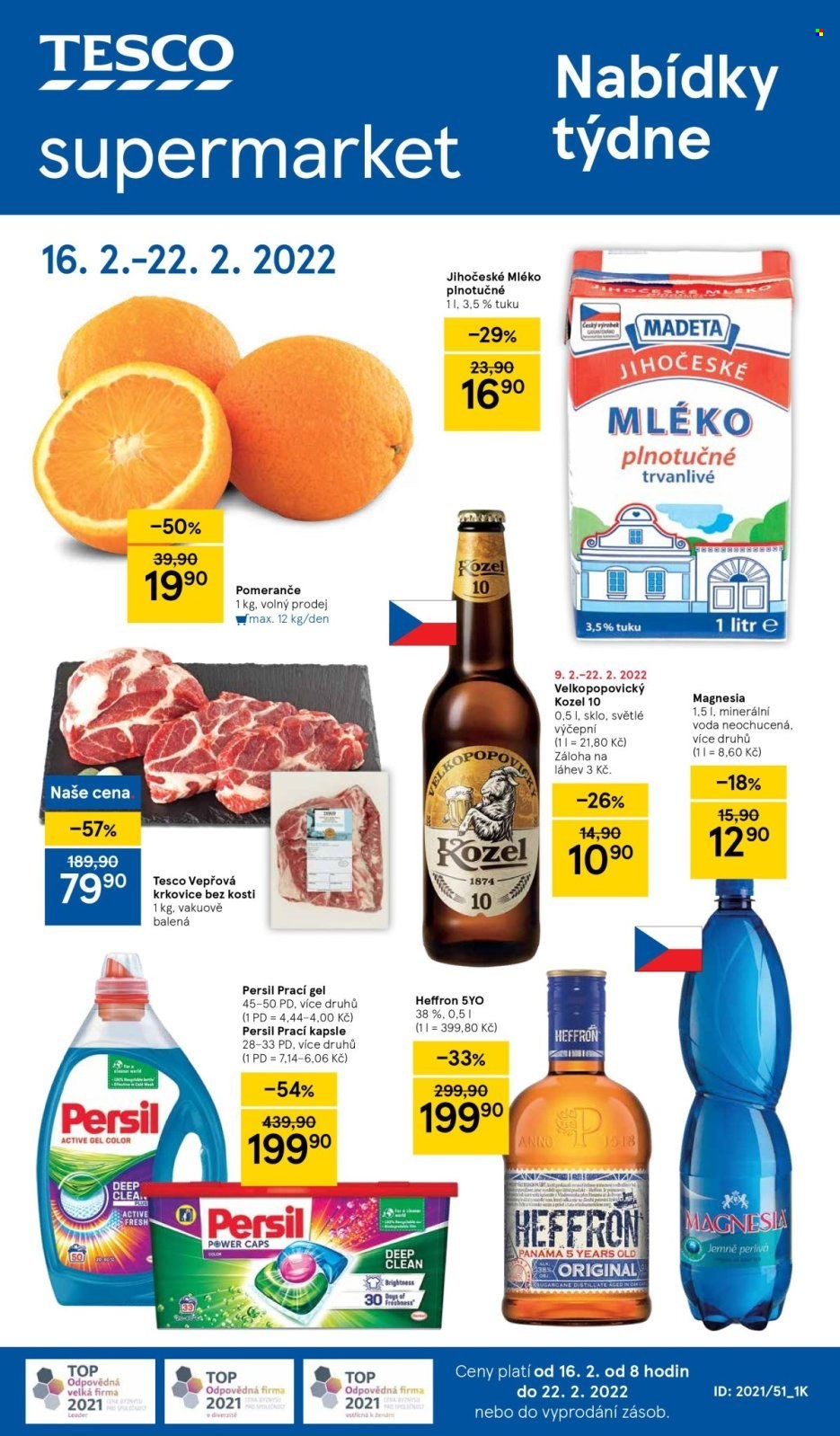 Leták TESCO supermarket - 16.2.2022 - 22.2.2022. Strana 1