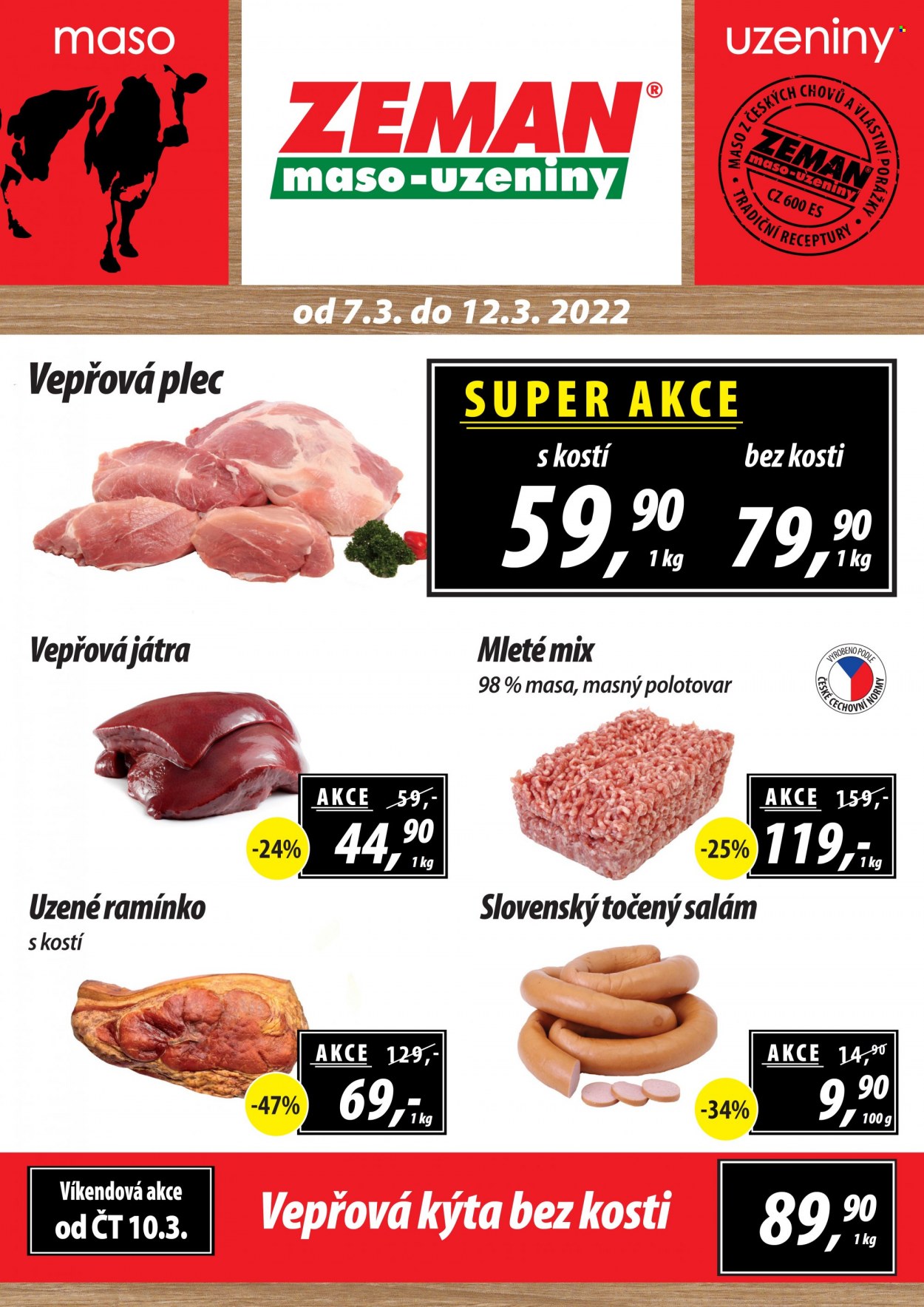 Leták ZEMAN maso-uzeniny - 7.3.2022 - 12.3.2022. Strana 1