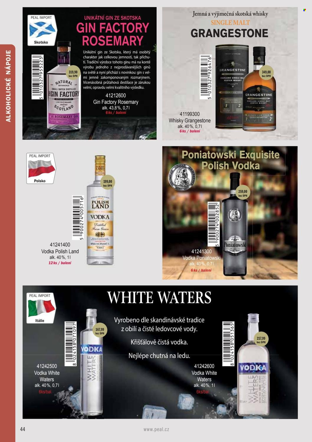 thumbnail - Leták PEAL - Produkty v akci - alkohol, vodka, gin, whisky. Strana 46.