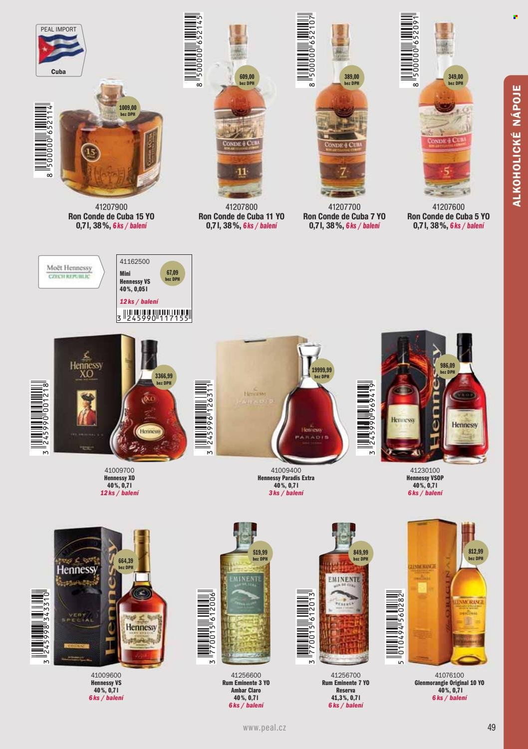 thumbnail - Leták PEAL - Produkty v akci - Condé, alkohol, Moët, rum, whisky, koňak, Hennessy, Glenmorangie. Strana 51.
