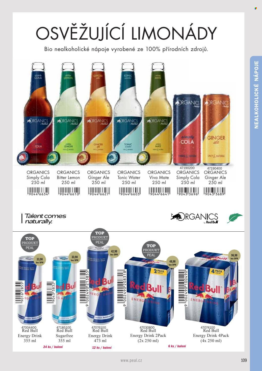 thumbnail - Leták PEAL - Produkty v akci - Viva, energetický nápoj, limonáda, Red Bull, tonic, Ginger Ale. Strana 111.