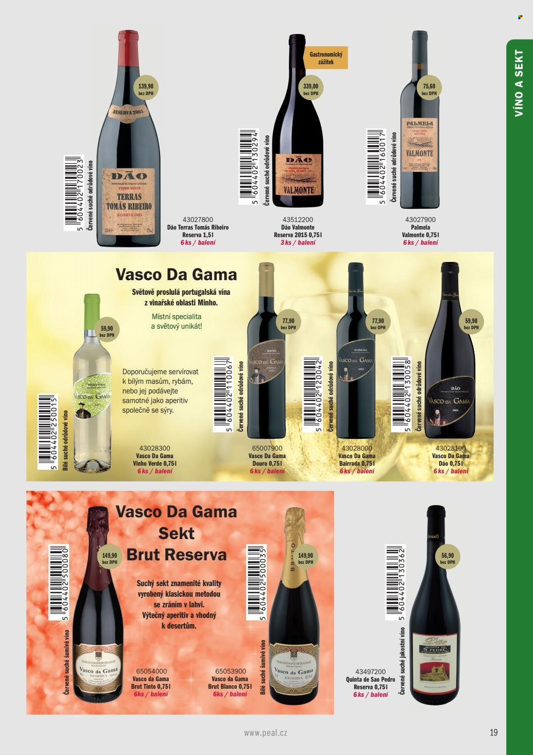 thumbnail - Leták PEAL - Produkty v akci - Pedro, alkohol, bílé víno, červené víno, sekt, šumivé víno, Brut. Strana 9.