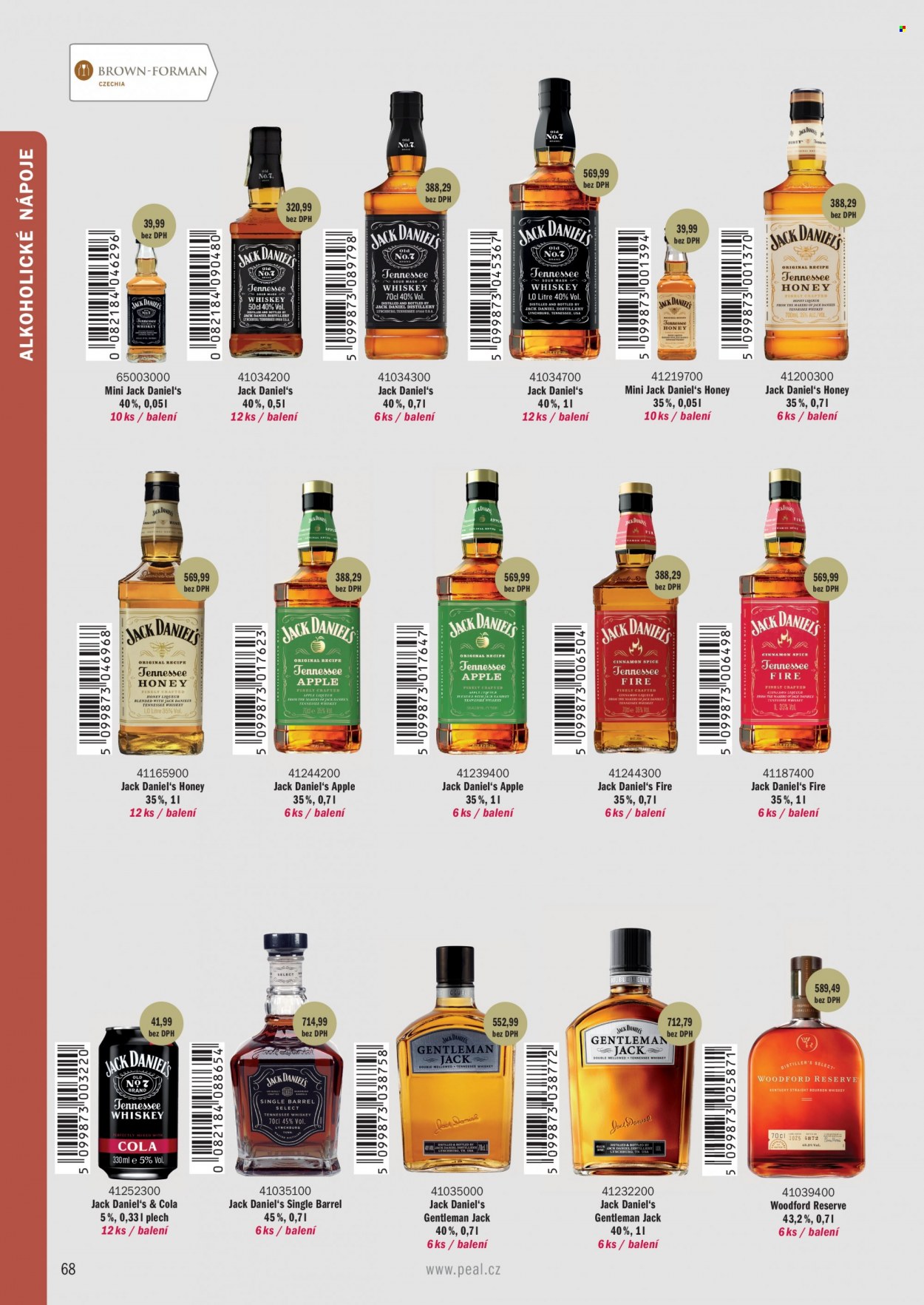 thumbnail - Leták PEAL - Produkty v akci - alkohol, whisky, Bourbon, Jack Daniel’s, Woodford Reserve, Gentleman Jack. Strana 26.