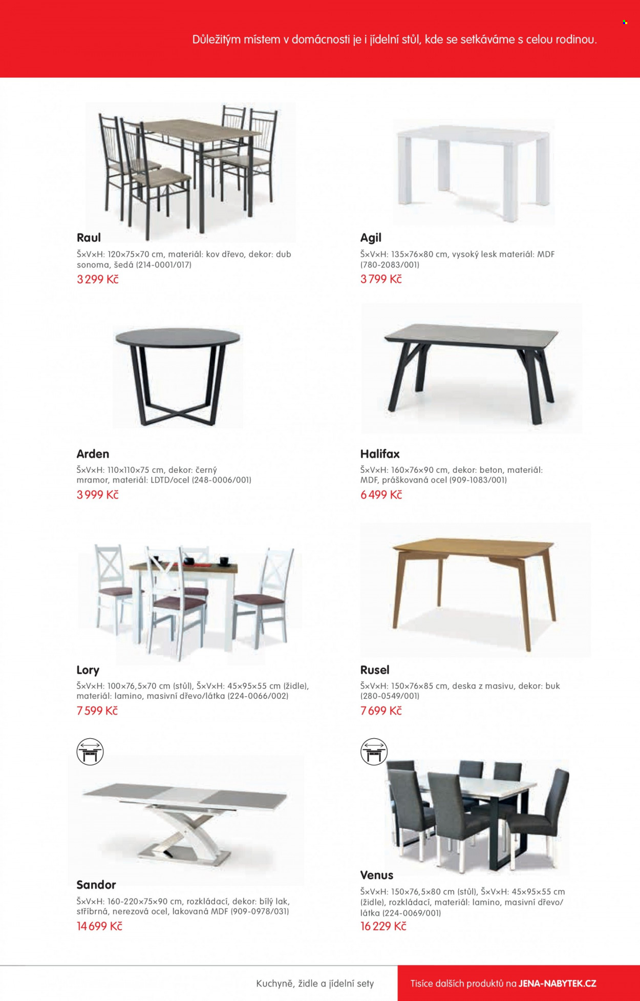 thumbnail - Leták JENA nábytek - 1.3.2022 - 30.9.2022 - Produkty v akci - deska, jídelní stůl, stůl, židle. Strana 31.