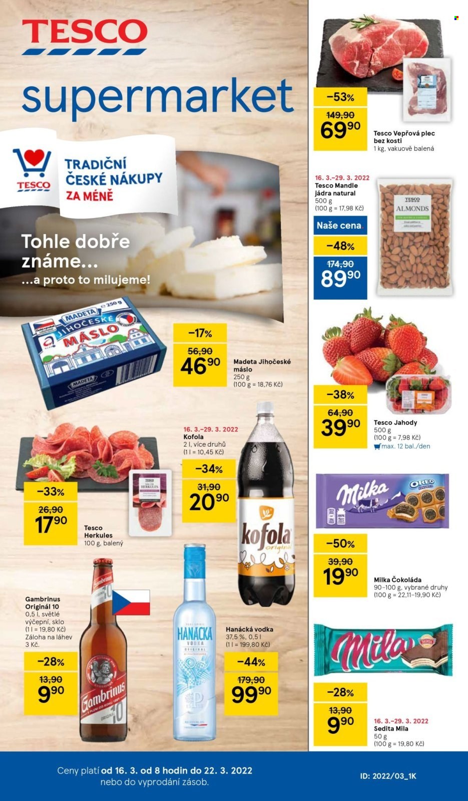 Leták TESCO supermarket - 16.3.2022 - 22.3.2022. Strana 1