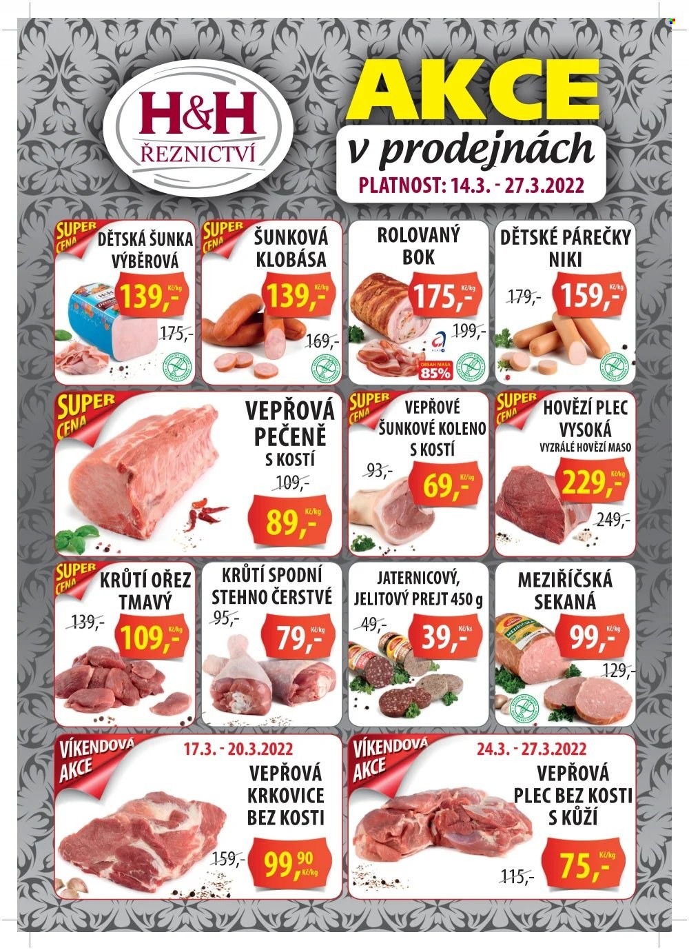 Leták Řeznictví H&H - 14.3.2022 - 27.3.2022. Strana 1