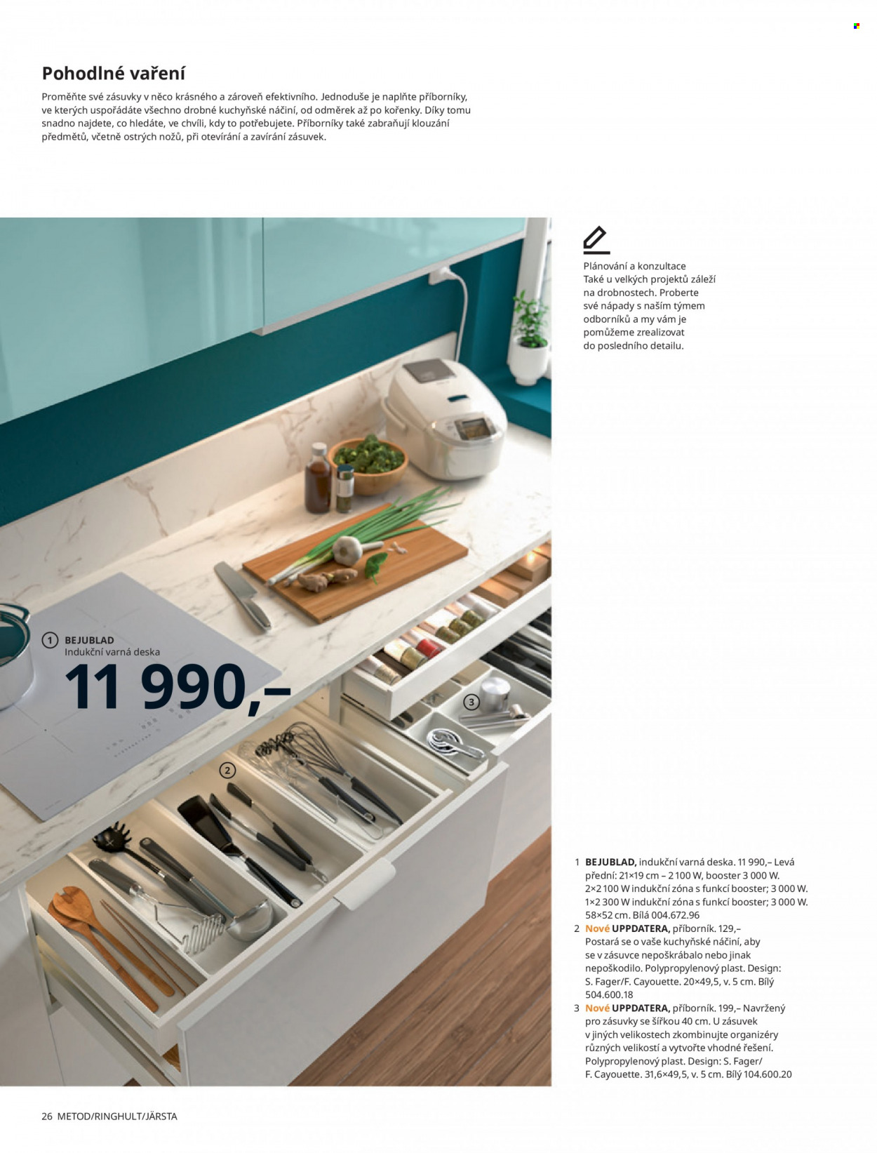 thumbnail - Leták IKEA - 24.3.2022 - 30.6.2022 - Produkty v akci - kuchyňské náčiní, kořenka, indukční varná deska, varná deska, Metod, příborník. Strana 26.