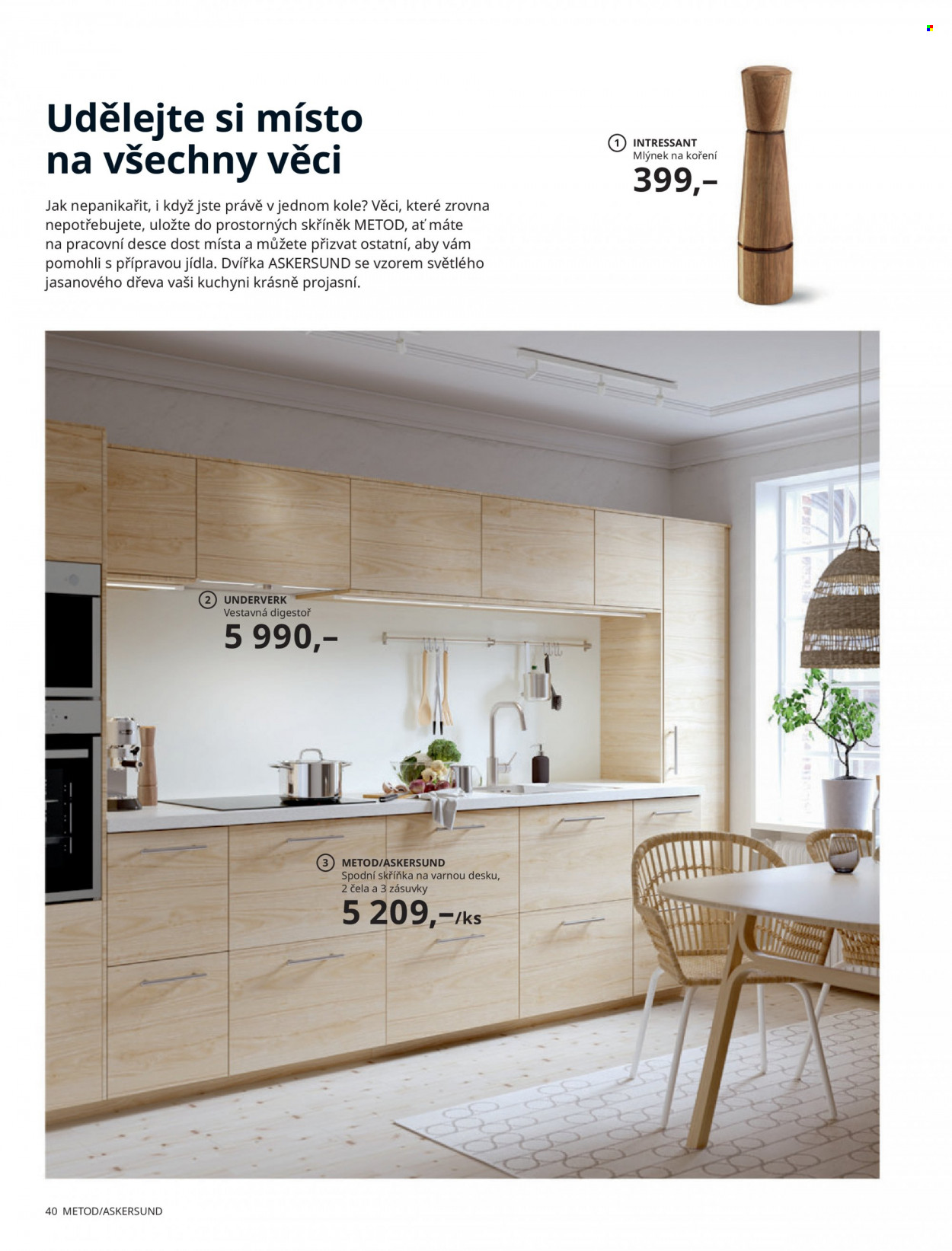 thumbnail - Leták IKEA - 24.3.2022 - 30.6.2022 - Produkty v akci - mlýnek na koření, digestoř, Metod, skříň. Strana 40.