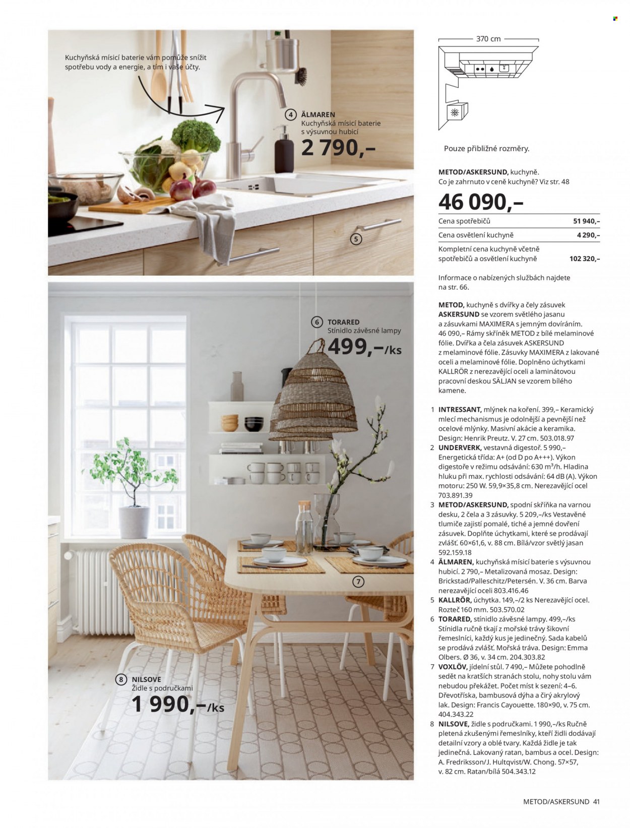thumbnail - Leták IKEA - 24.3.2022 - 30.6.2022 - Produkty v akci - mlýnek na koření, baterie, digestoř, Metod, jídelní stůl, stůl, židle, skříň, úchytka. Strana 41.