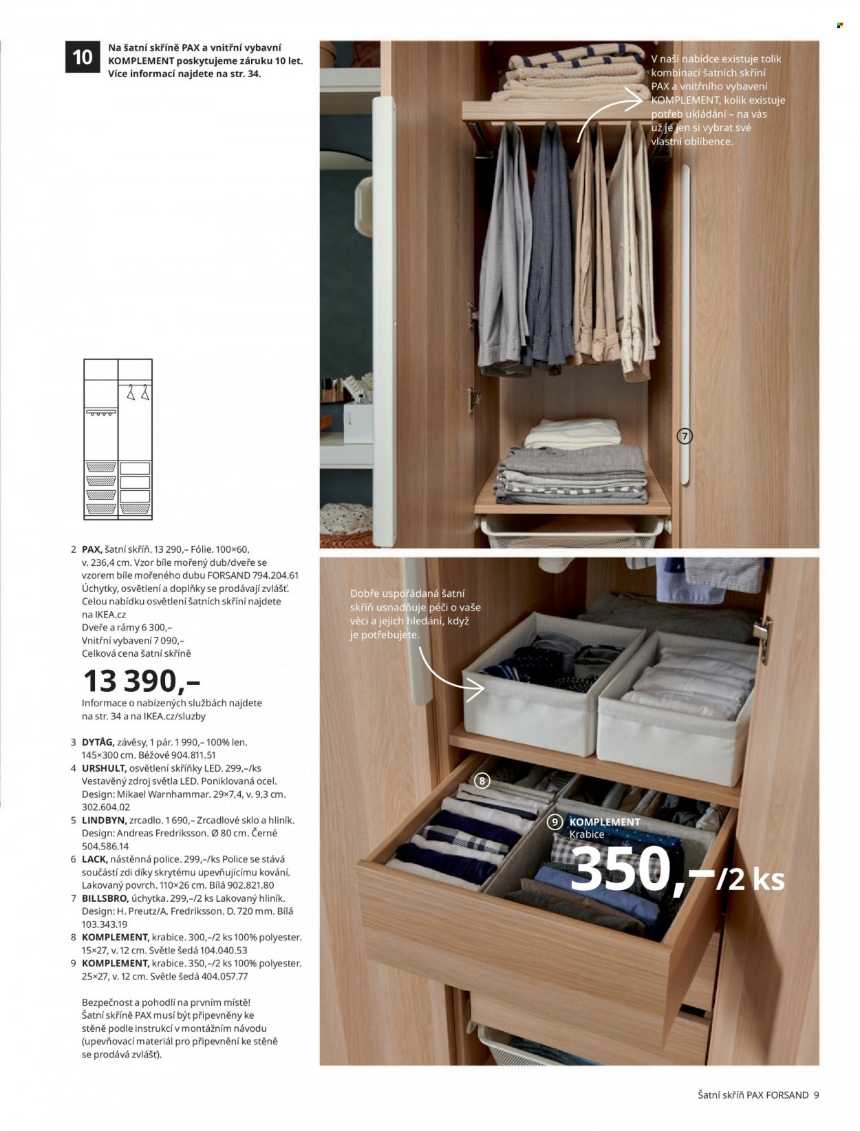 thumbnail - Leták IKEA - 24.3.2022 - 30.6.2022 - Produkty v akci - nástěnná police, skříň, Lack, šatní skříň, Pax, zrcadlo, závěs, úchytka. Strana 9.