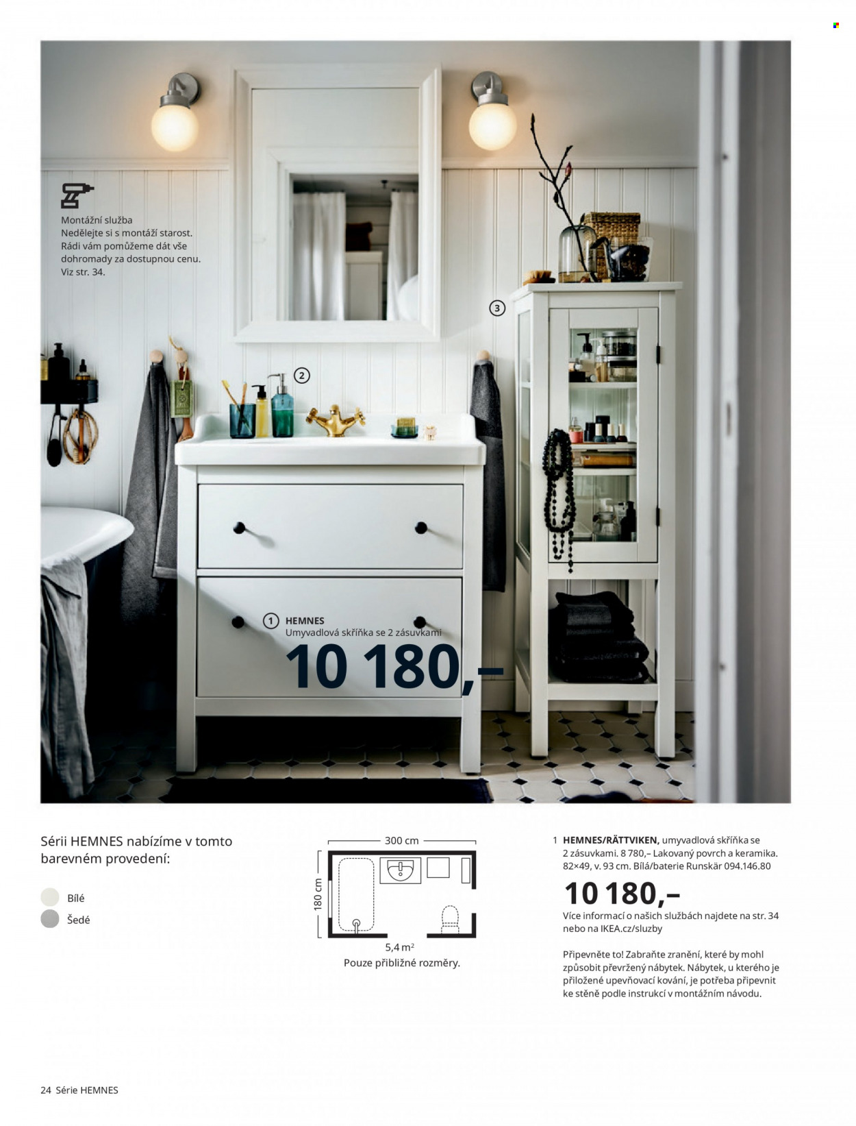 thumbnail - Leták IKEA - 24.3.2022 - 30.6.2022 - Produkty v akci - baterie, skříň, skříňka pod umyvadlo, Hemnes, keramika. Strana 24.