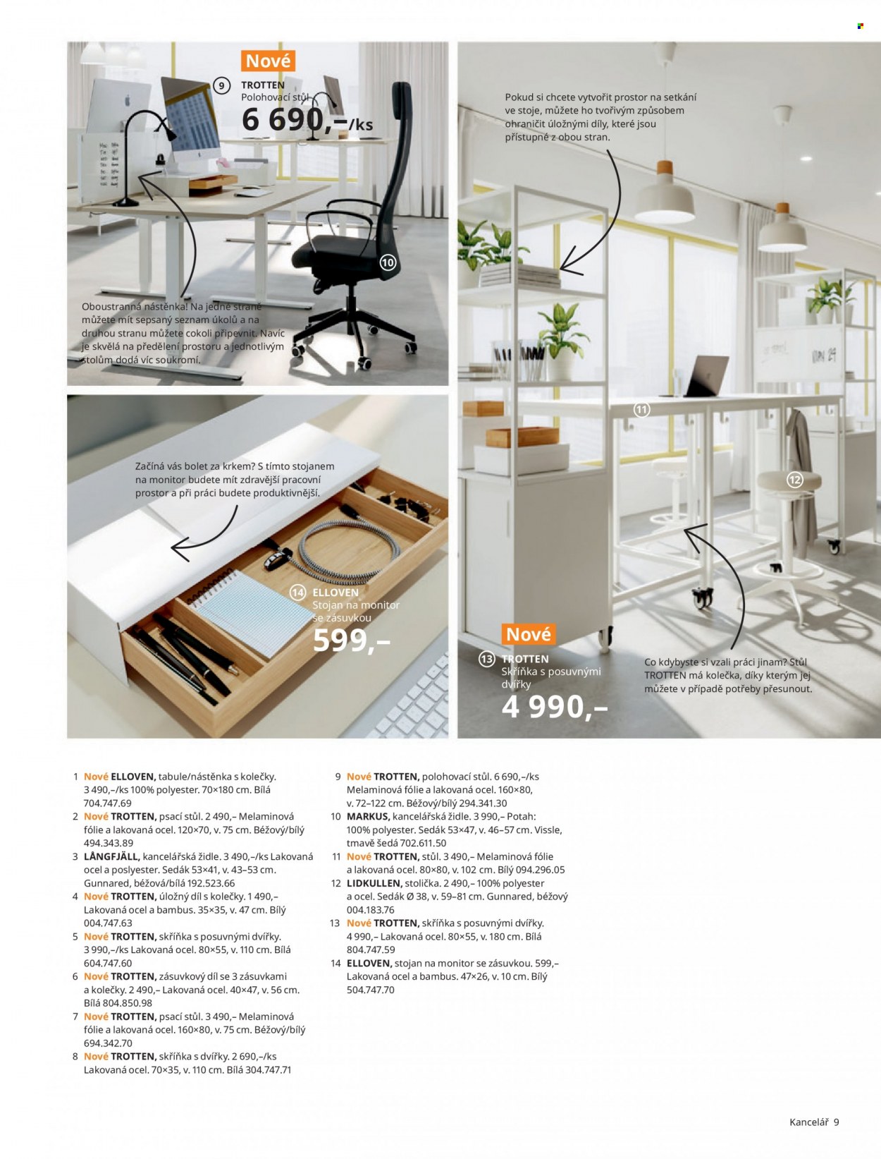 thumbnail - Leták IKEA - 24.3.2022 - 30.6.2022 - Produkty v akci - tabulka, nástěnka, zásuvkový díl, stůl, stolička, židle, skříň, psací stůl, kancelářská židle, Markus, podsedák, kolečko. Strana 9.