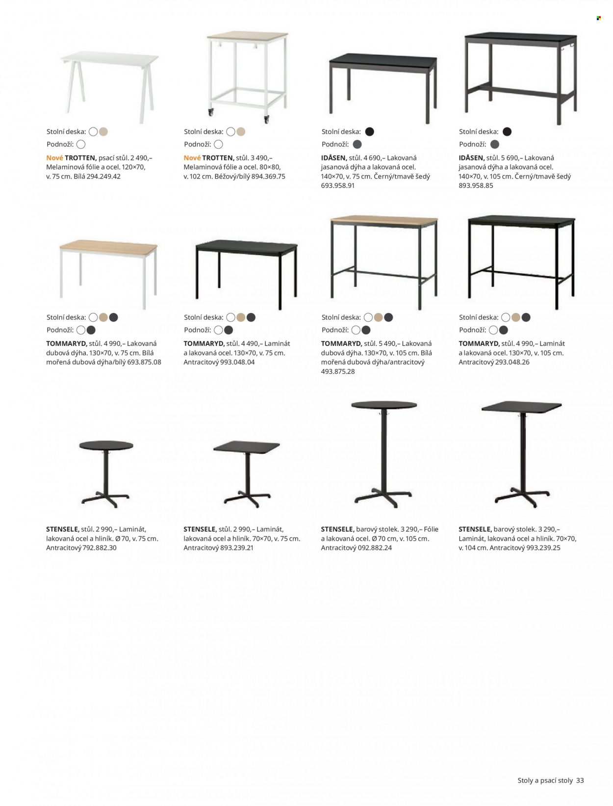 thumbnail - Leták IKEA - 24.3.2022 - 30.6.2022 - Produkty v akci - barový stůl, stůl, stolek, psací stůl. Strana 33.