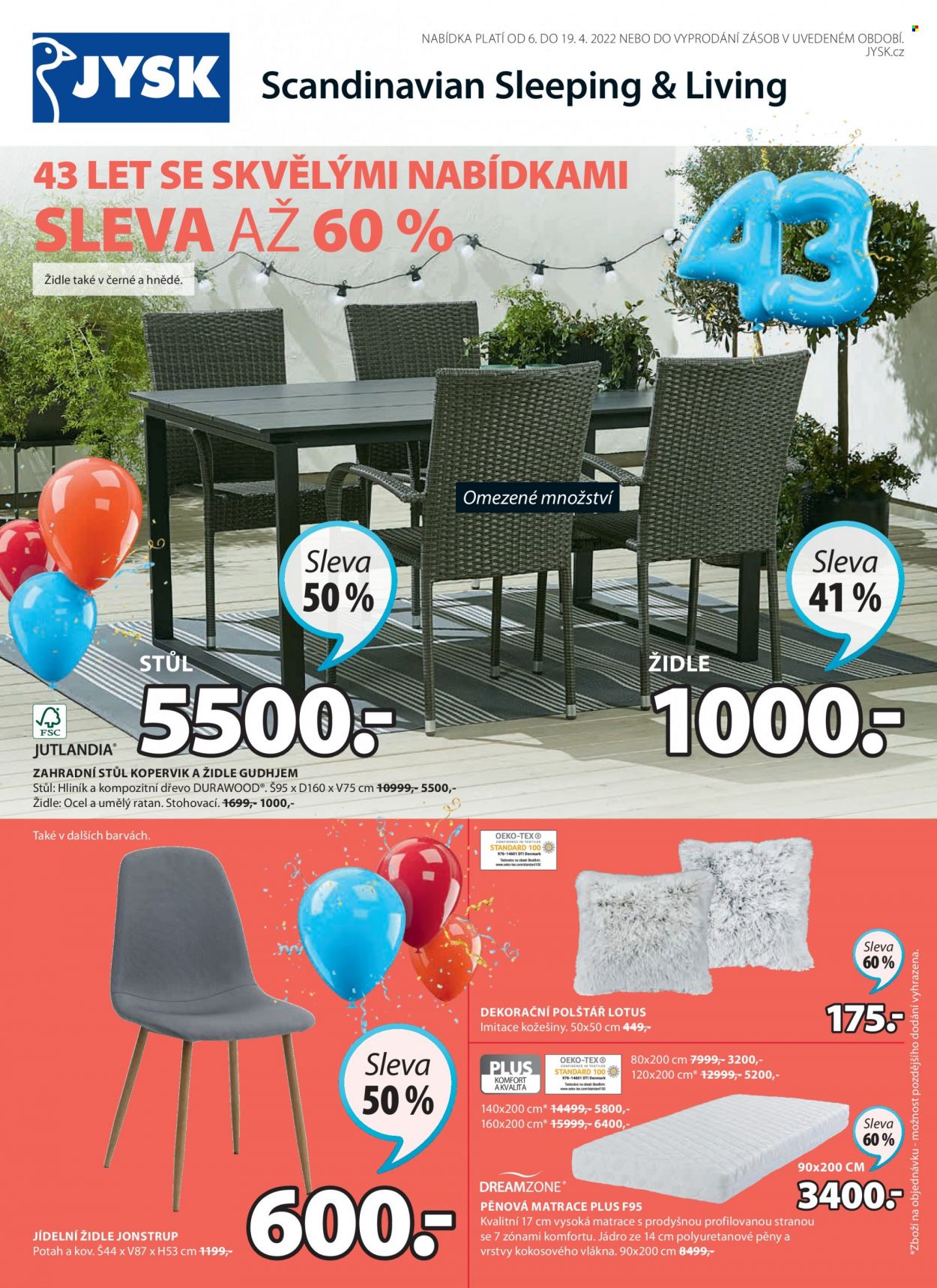 Leták JYSK - 6.4.2022 - 19.4.2022. Strana 1