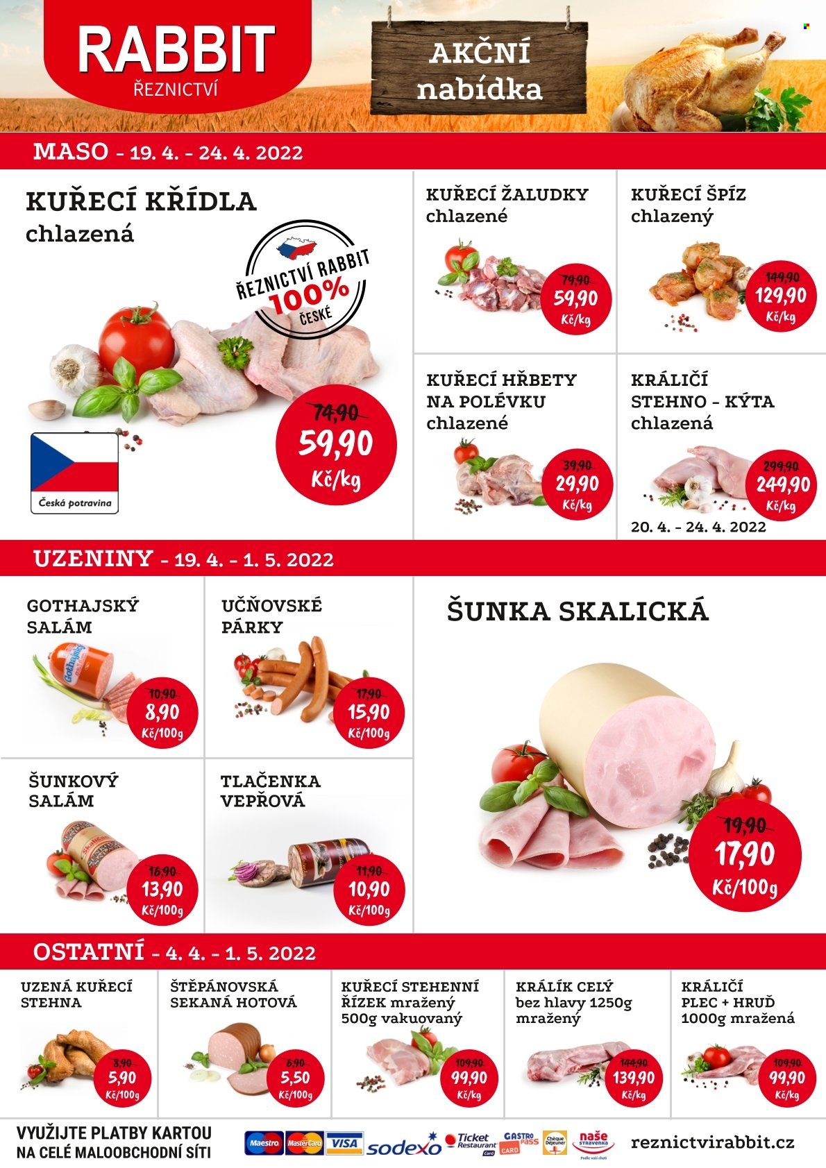 Leták RABBIT řeznictví - 19.4.2022 - 24.4.2022. Strana 1