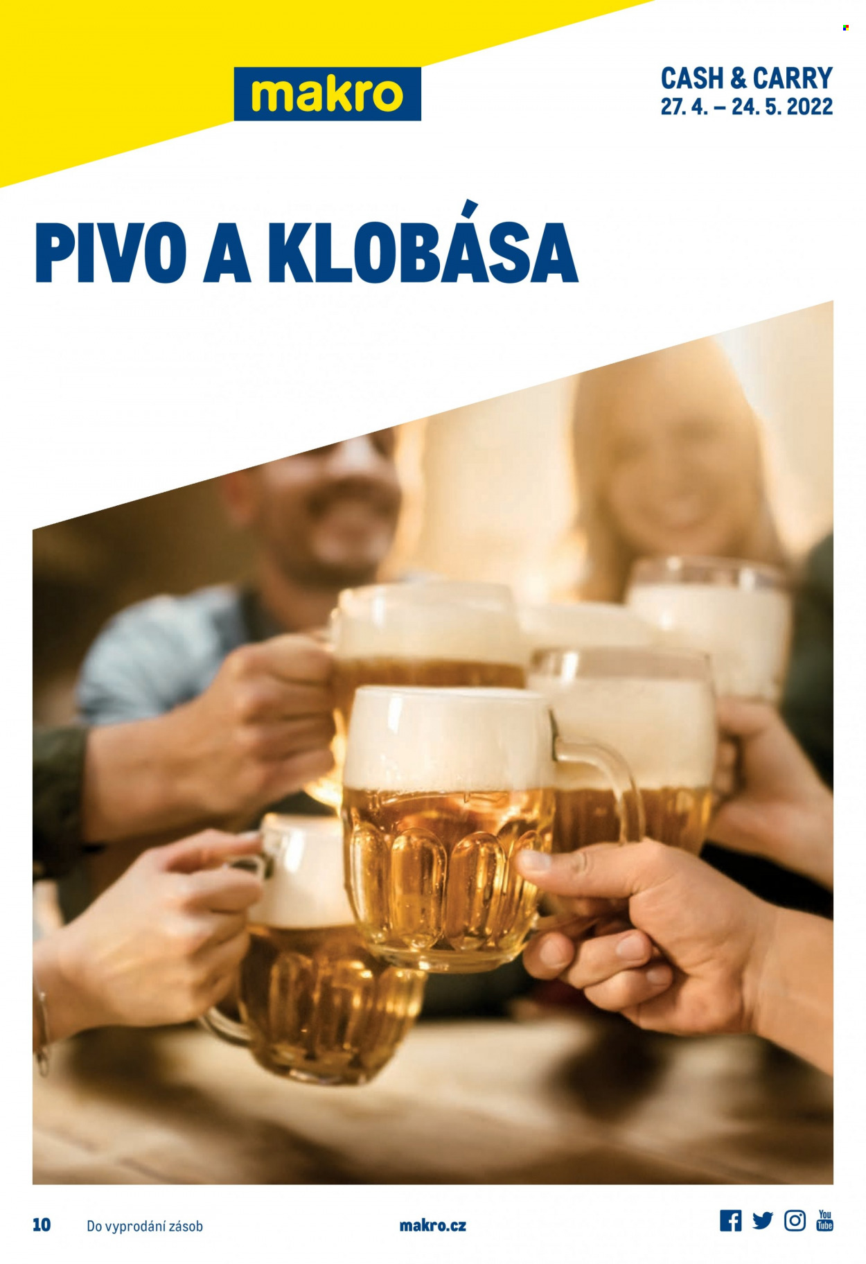 thumbnail - Leták MAKRO - 27.4.2022 - 24.5.2022 - Produkty v akci - klobása, pivo, alkohol. Strana 1.