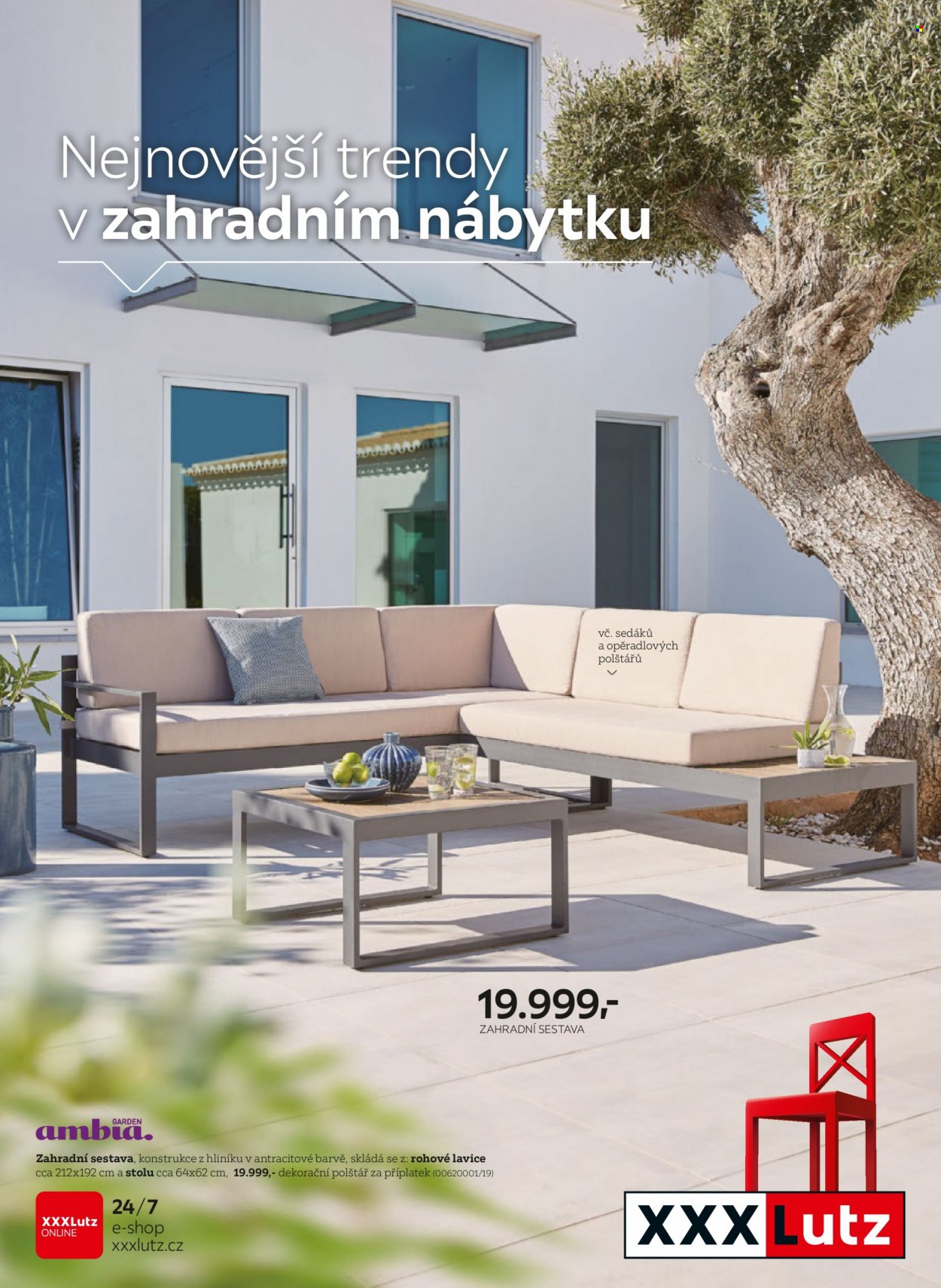 Leták XXXLutz - 21.4.2022 - 31.12.2022 - Produkty v akci - zahradní nábytek, polštář, dekorační polštář. Strana 1.