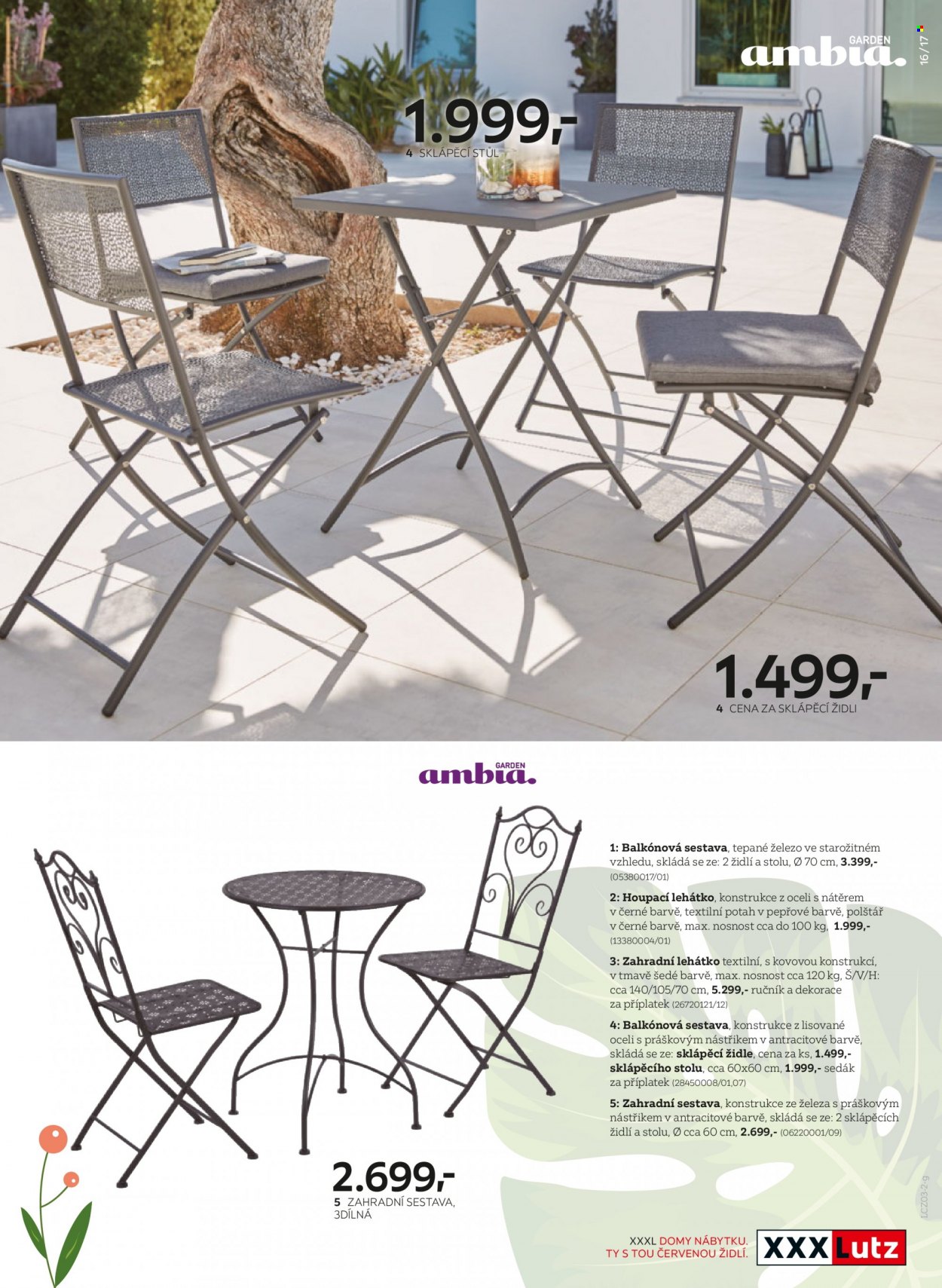 thumbnail - Leták XXXLutz - 21.4.2022 - 31.12.2022 - Produkty v akci - stůl, židle, zahradní nábytek, balkonová sestava, zahradní lehátko, dekorace, podsedák. Strana 17.