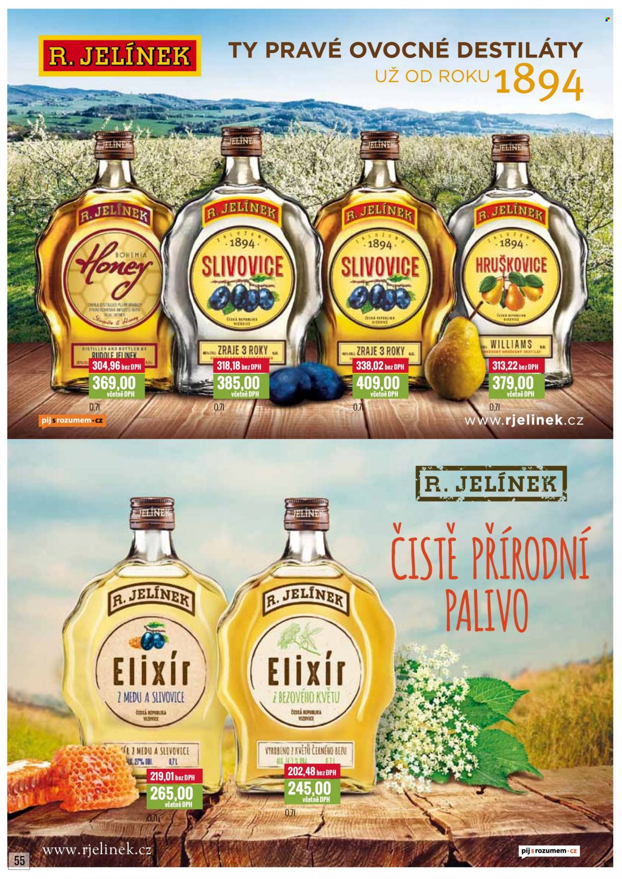thumbnail - Leták Ratio - 2.5.2022 - 31.5.2022 - Produkty v akci - Bohemia, alkohol, Elixir, slivovice, likér, hruškovice, R. Jelínek, Bohemia Honey. Strana 56.