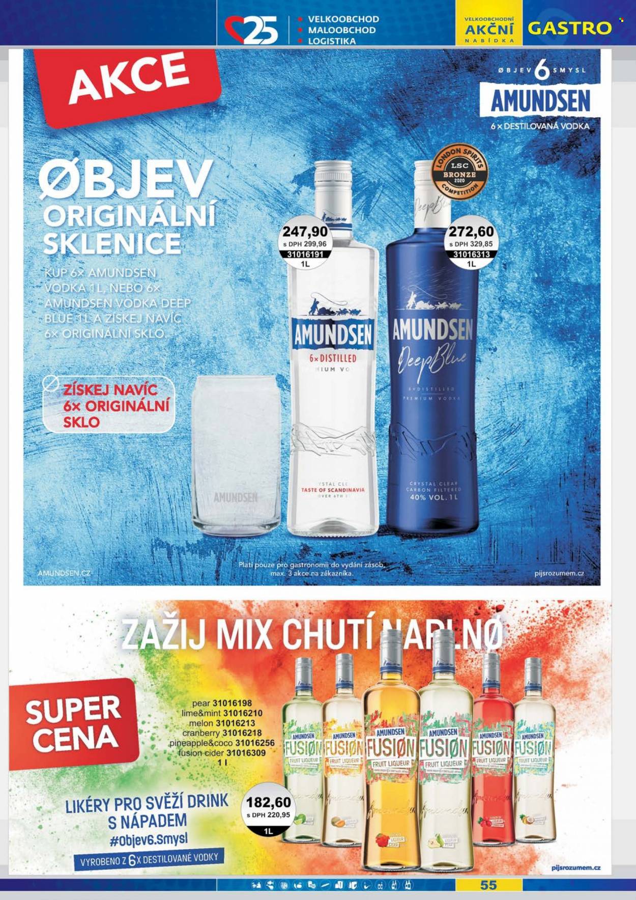 thumbnail - Leták JIP - 1.5.2022 - 31.5.2022 - Produkty v akci - alkohol, vodka, cider, Amundsen, sklenice. Strana 55.