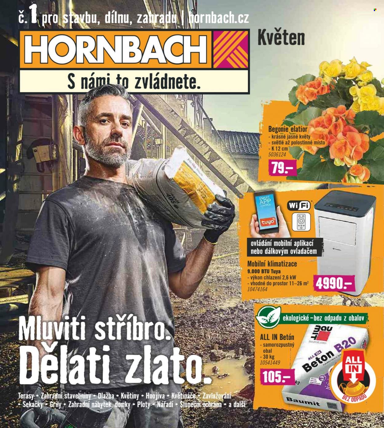 thumbnail - Leták HORNBACH - 27.4.2022 - 31.5.2022 - Produkty v akci - dlažba, beton, Baumit, sekačka, gril, begonie, hnojivo, květináč. Strana 1.