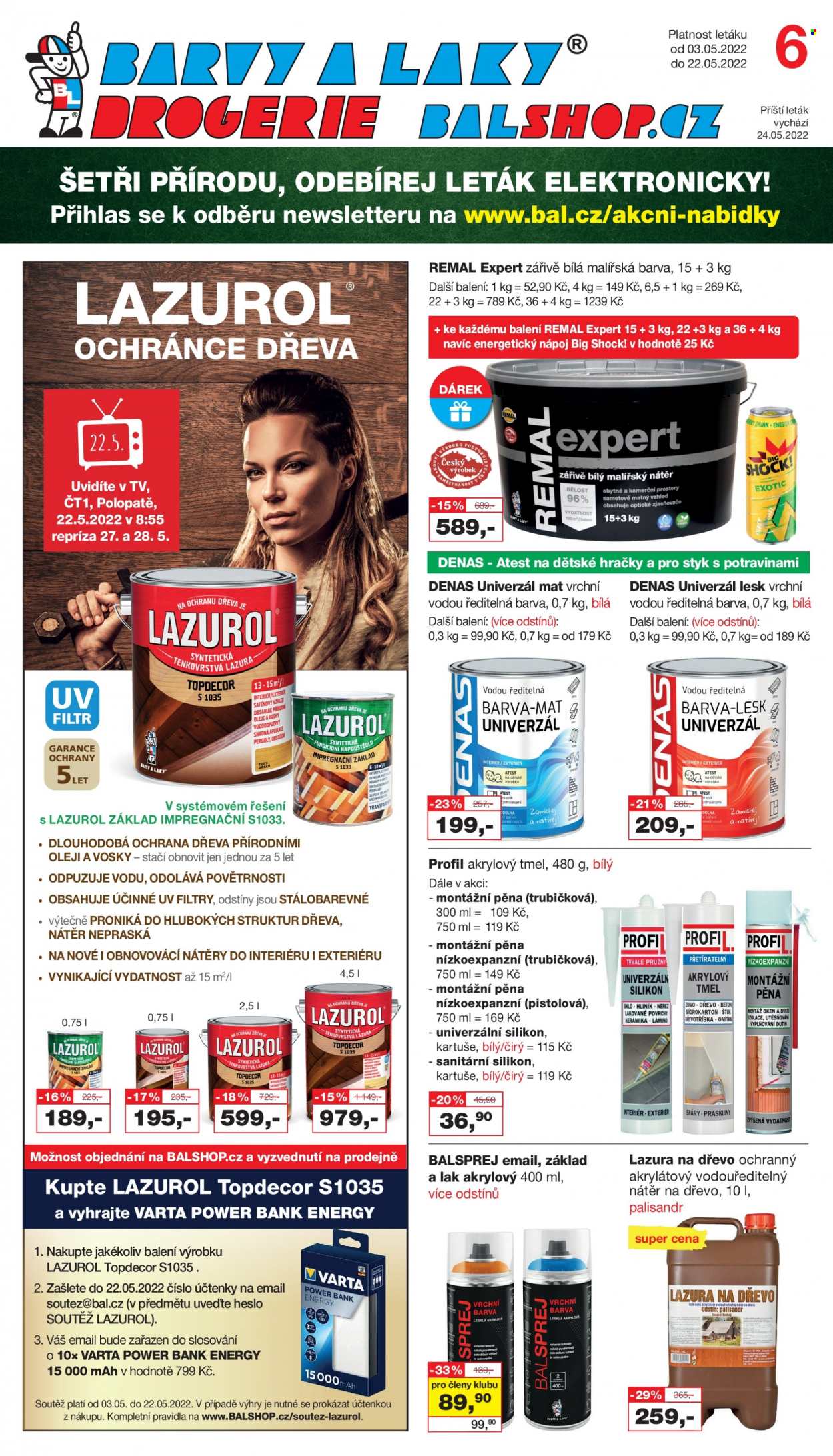 Leták Barvy a laky drogerie - 3.5.2022 - 22.5.2022. Strana 1