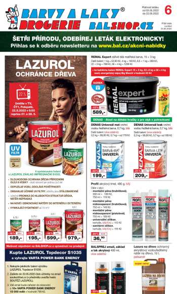 Leták Barvy a laky drogerie - 3.5.2022 - 22.5.2022.