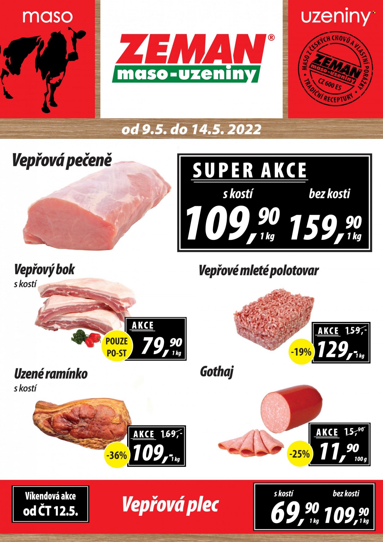 Leták ZEMAN maso-uzeniny - 9.5.2022 - 14.5.2022. Strana 1