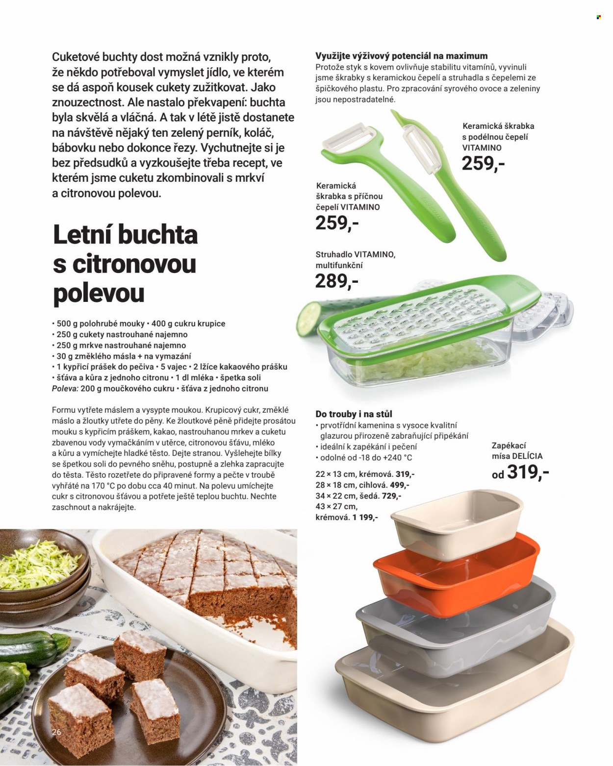 thumbnail - Leták Tescoma - Produkty v akci - struhadlo, škrabka na zeleninu, zapékací mísa. Strana 26.